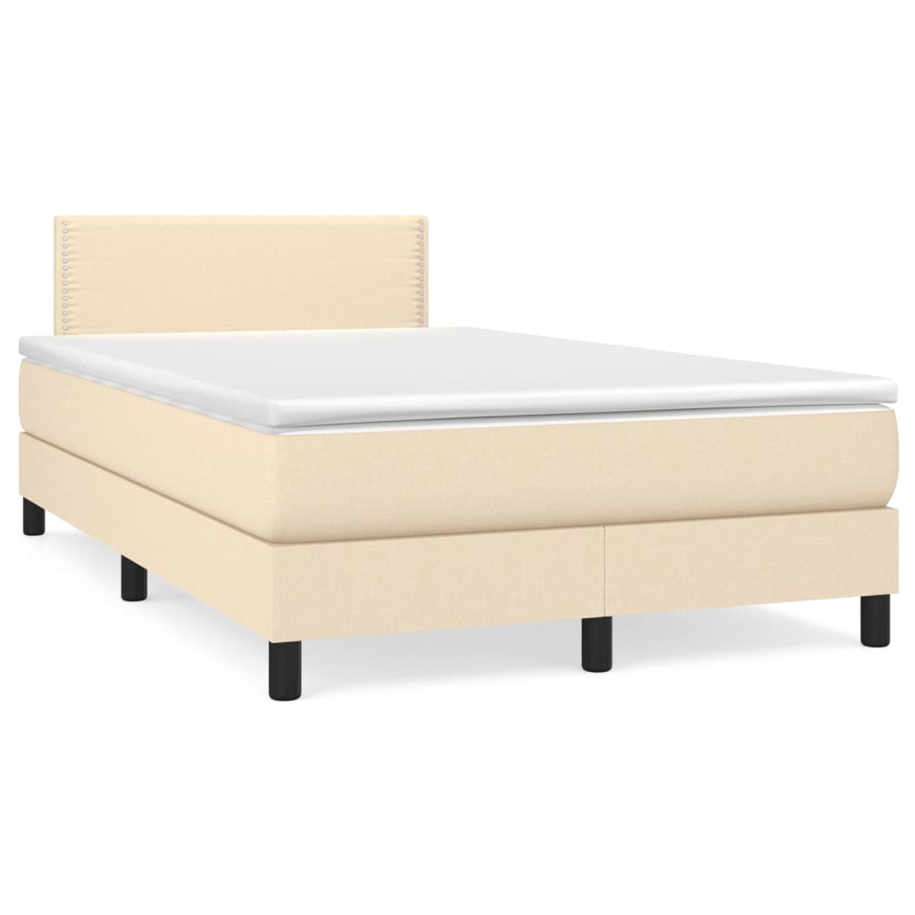 Cama boxspring com colchão 120x190 cm tecido cor creme