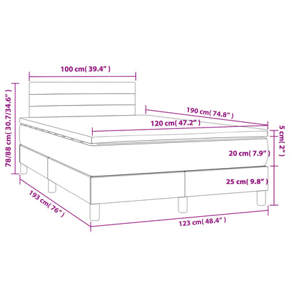 Cama boxspring com colchão 120x190 cm tecido cinzento-escuro