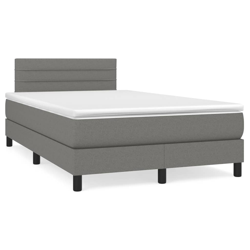 Cama boxspring com colchão 120x190 cm tecido cinzento-escuro