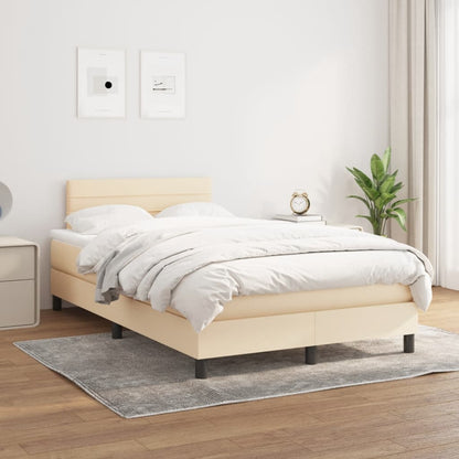 Cama boxspring com colchão 120x190 cm tecido cor creme