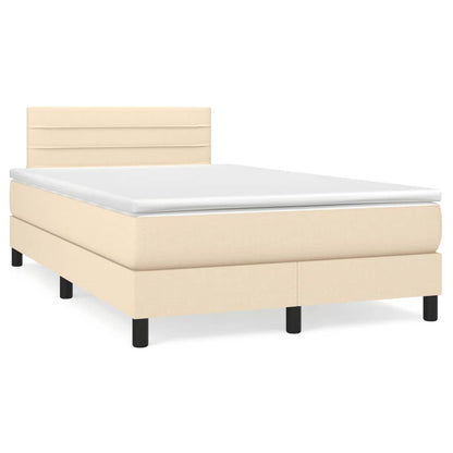 Cama boxspring com colchão 120x190 cm tecido cor creme