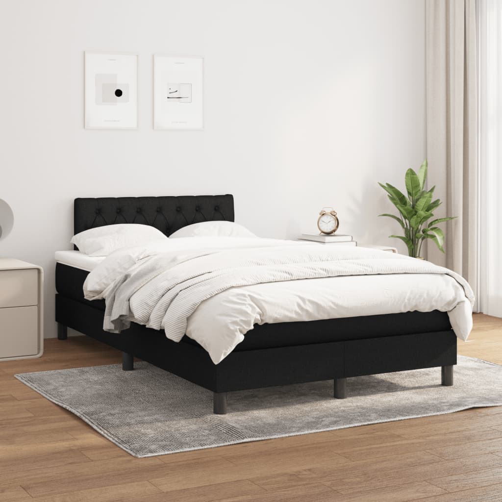 Cama boxspring com colchão 120x190 cm tecido preto