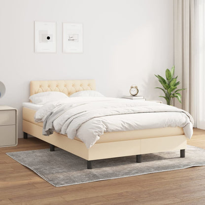 Cama boxspring com colchão 120x190 cm tecido cor creme