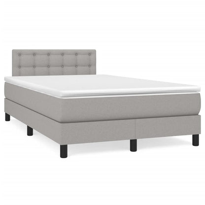 Cama boxspring com colchão 120x190 cm tecido cinzento-claro