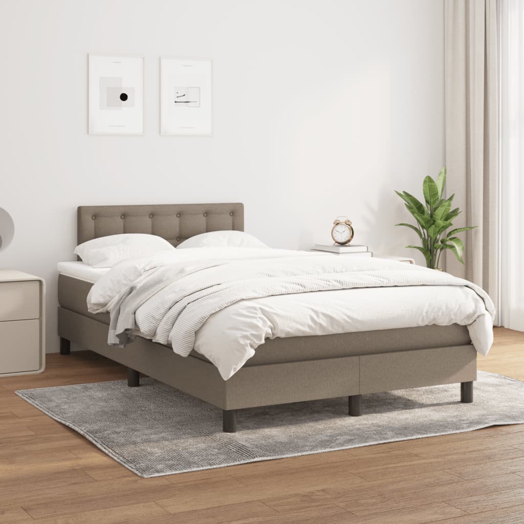 Cama boxspring c/ colchão 120x190cm tecido castanho-acinzentado