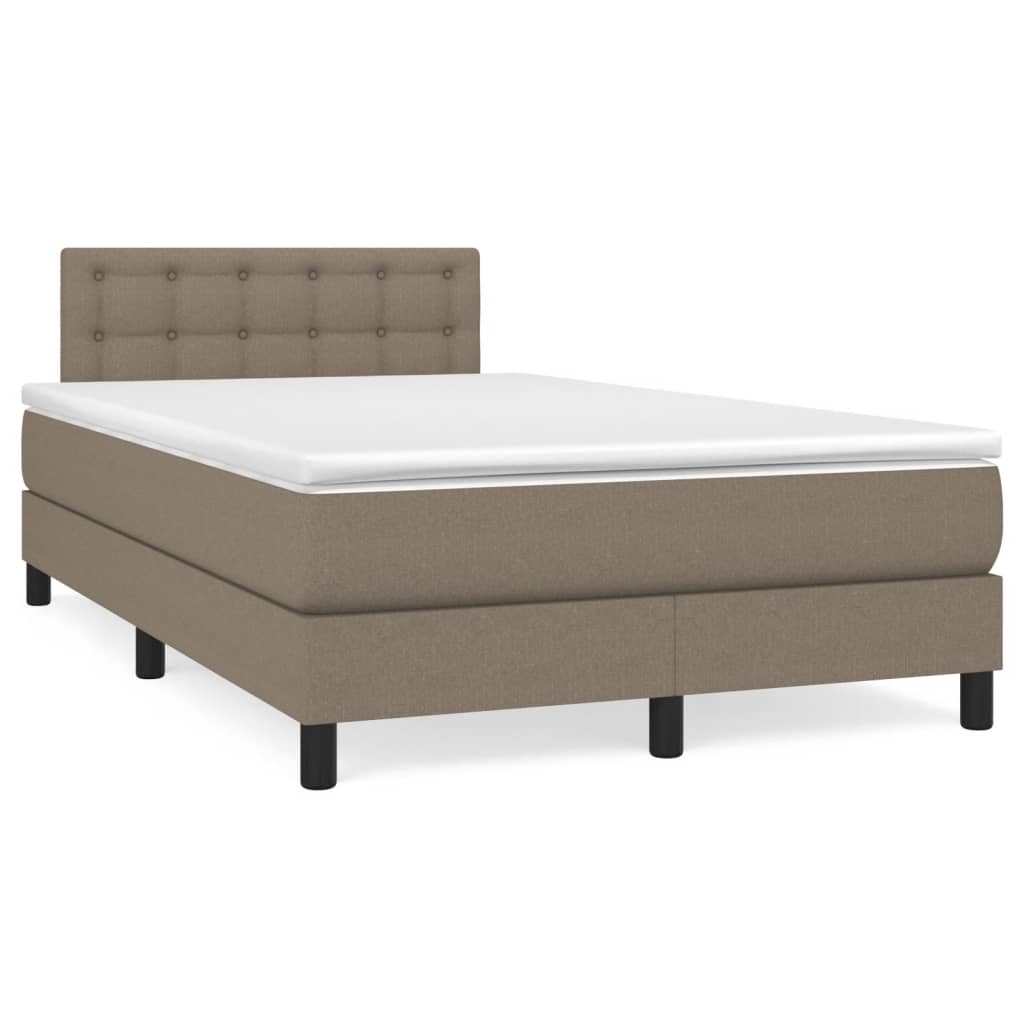 Cama boxspring c/ colchão 120x190cm tecido castanho-acinzentado