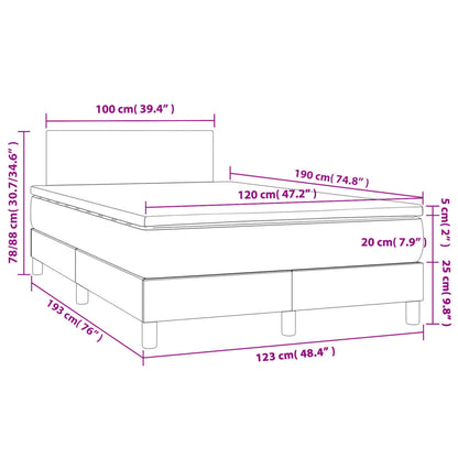 Cama boxspring com colchão 120x190 cm tecido cinzento-escuro