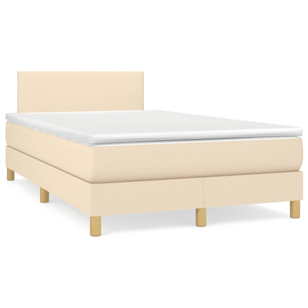 Cama boxspring com colchão 120x190 cm tecido cor creme