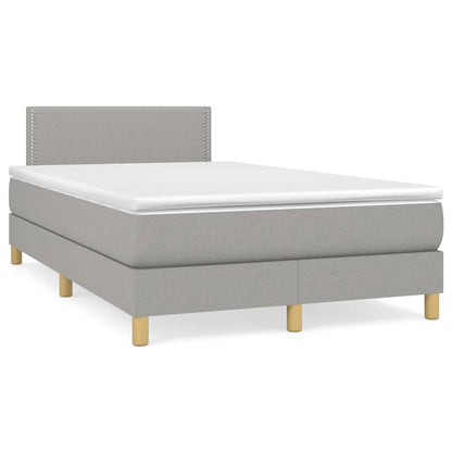 Cama boxspring com colchão 120x190 cm tecido cinzento-claro