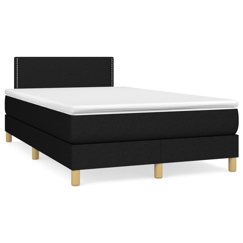 Cama boxspring com colchão 120x190 cm tecido preto