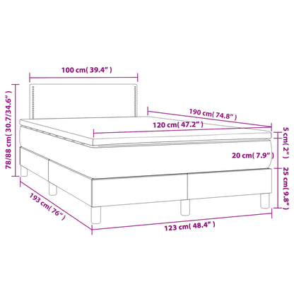 Cama boxspring c/ colchão 120x190cm tecido castanho-acinzentado