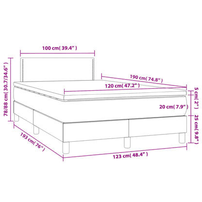 Cama boxspring com colchão 120x190 cm tecido azul