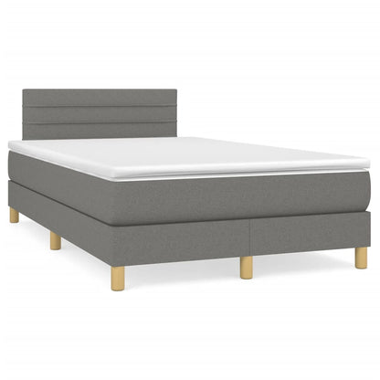 Cama boxspring com colchão 120x190 cm tecido cinzento-escuro