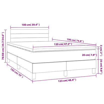 Cama boxspring com colchão 120x190 cm tecido castanho-escuro