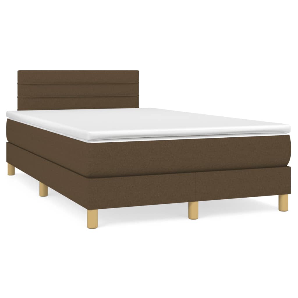 Cama boxspring com colchão 120x190 cm tecido castanho-escuro