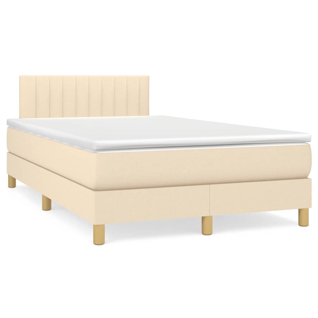 Cama boxspring com colchão 120x190 cm tecido cor creme