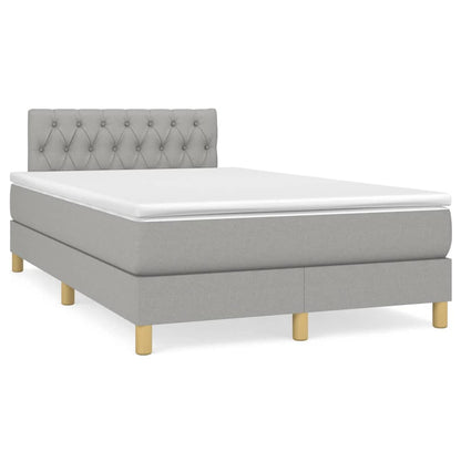 Cama boxspring com colchão 120x190 cm tecido cinzento-claro