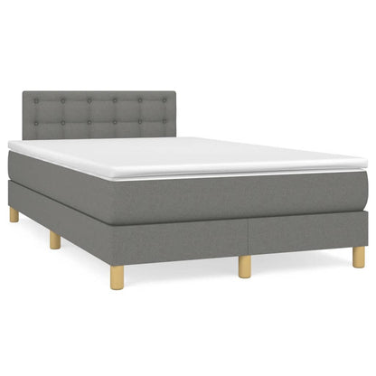 Cama boxspring com colchão 120x190 cm tecido cinzento-escuro