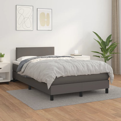 Cama boxspring com colchão 120x190 cm couro artificial cinzento