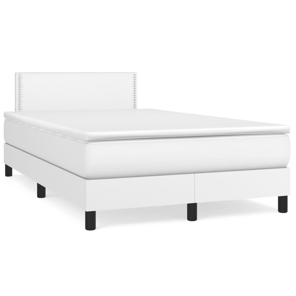 Cama boxspring com colchão 120x190 cm couro artificial branco