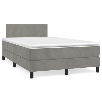 Cama boxspring com colchão 120x190 cm veludo cinzento-claro