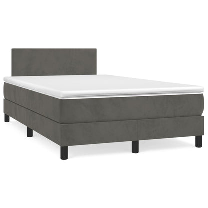 Cama boxspring com colchão 120x190 cm veludo cinzento-escuro