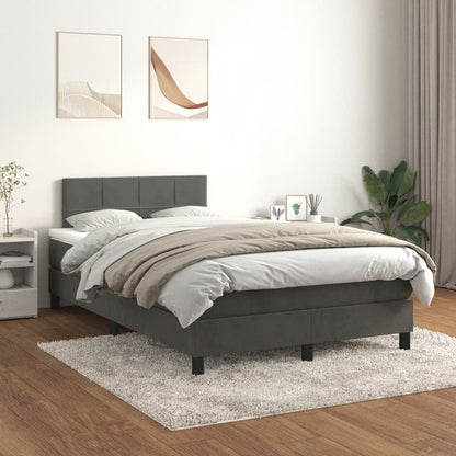 Cama boxspring com colchão 120x190 cm veludo cinzento-escuro