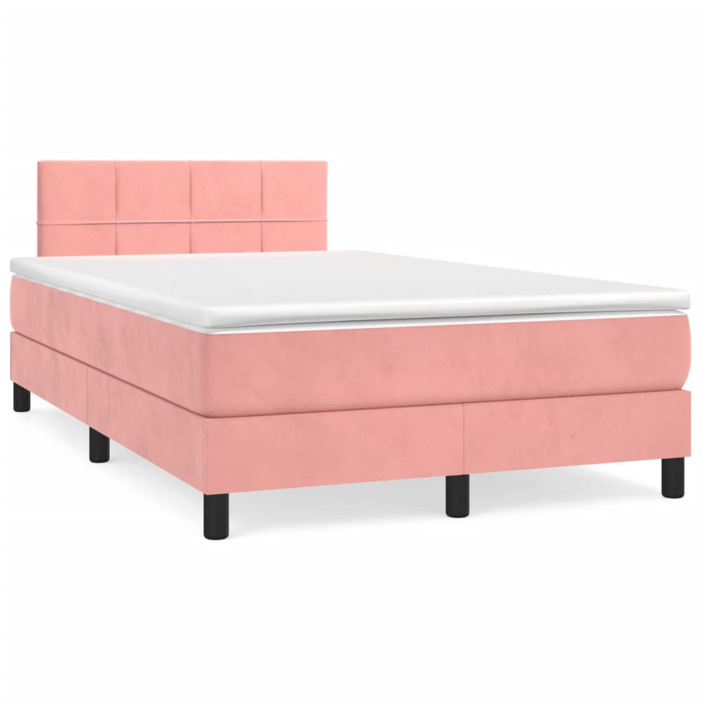 Cama boxspring com colchão 120x190 cm veludo rosa