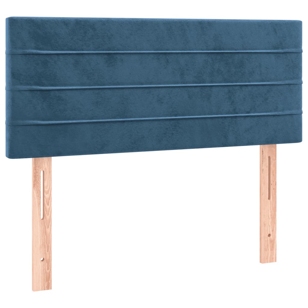 Cama boxspring com colchão 120x190 cm veludo azul-escuro