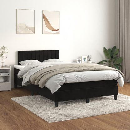 Cama boxspring com colchão 120x190 cm veludo preto