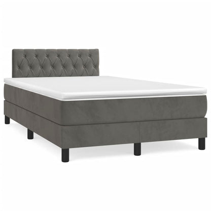 Cama boxspring com colchão 120x190 cm veludo cinzento-escuro