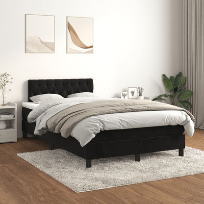 Cama boxspring com colchão 120x190 cm veludo preto