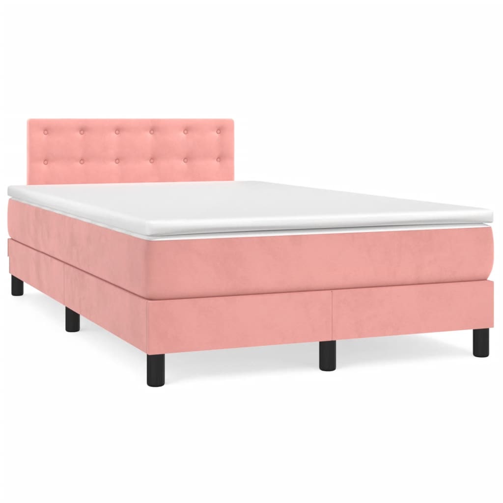 Cama boxspring com colchão 120x190 cm veludo rosa