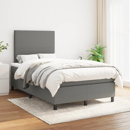 Cama boxspring com colchão 120x190 cm tecido cinzento-escuro