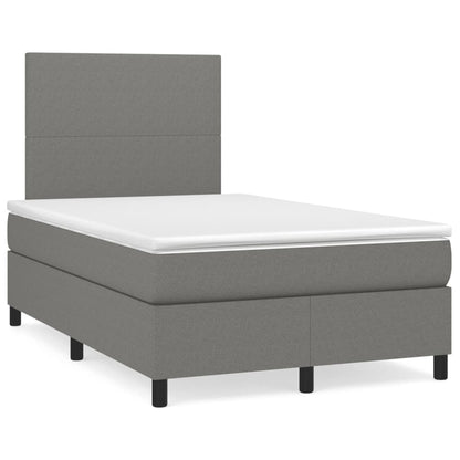 Cama boxspring com colchão 120x190 cm tecido cinzento-escuro