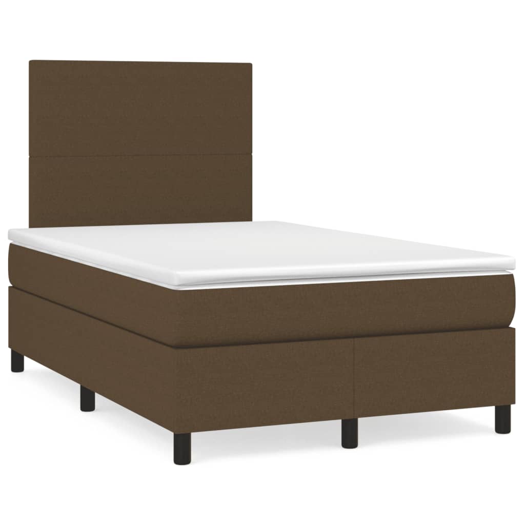 Cama boxspring com colchão 120x190 cm tecido castanho-escuro