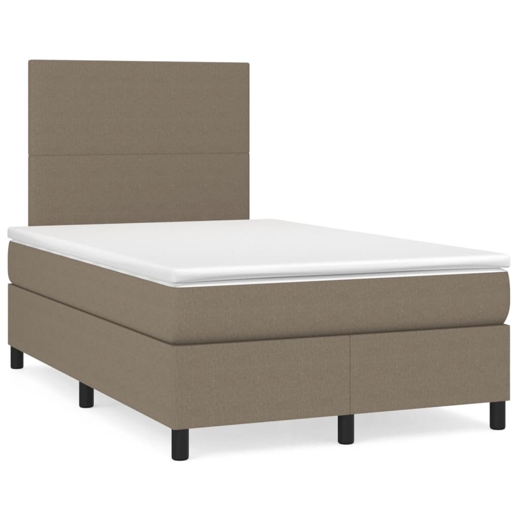 Cama boxspring c/ colchão 120x190cm tecido castanho-acinzentado