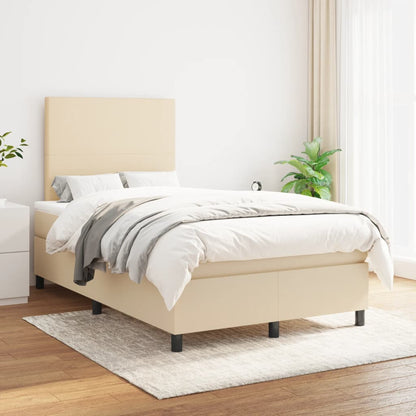 Cama boxspring com colchão 120x190 cm tecido cor creme