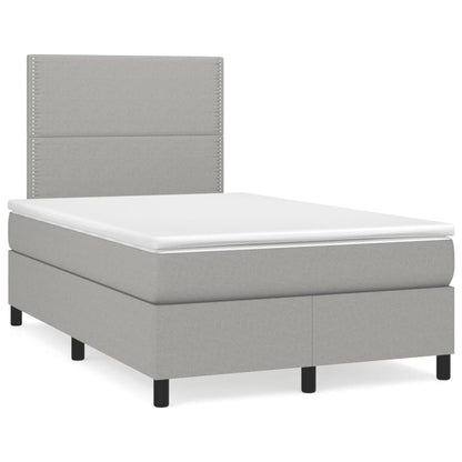 Cama boxspring com colchão 120x190 cm tecido cinzento-claro