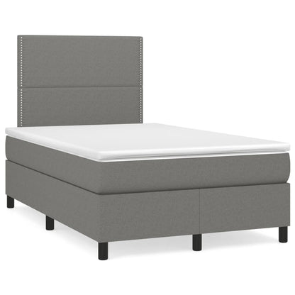 Cama boxspring com colchão 120x190 cm tecido cinzento-escuro