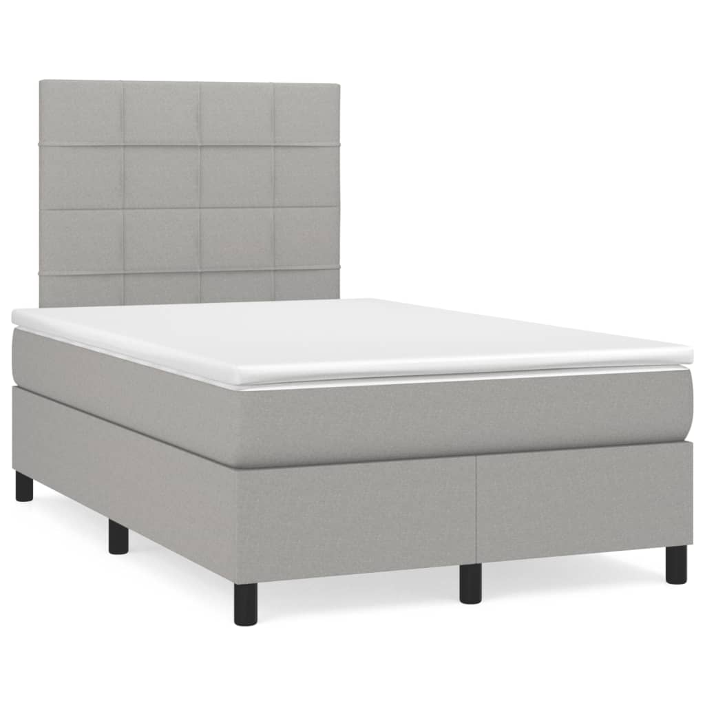 Cama boxspring com colchão 120x190 cm tecido cinzento-claro