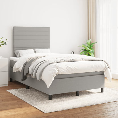 Cama boxspring com colchão 120x190 cm tecido cinzento-claro