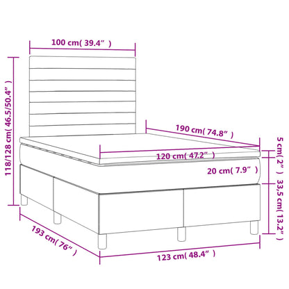 Cama boxspring com colchão 120x190 cm tecido cinzento-claro