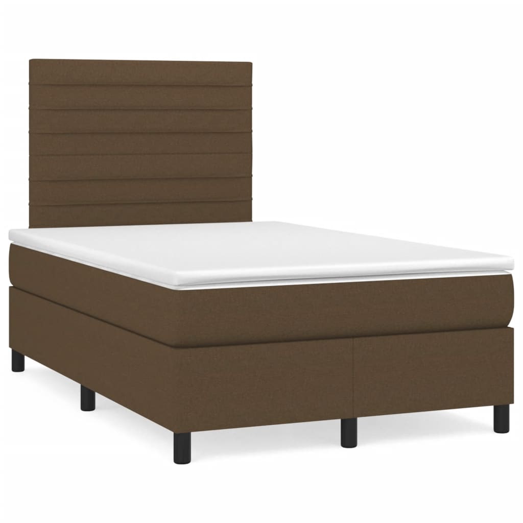 Cama boxspring com colchão 120x190 cm tecido castanho-escuro