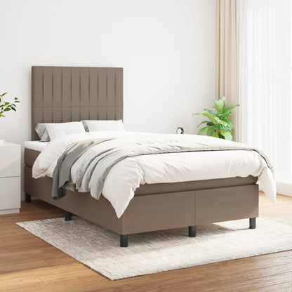 Cama boxspring c/ colchão 120x190cm tecido castanho-acinzentado