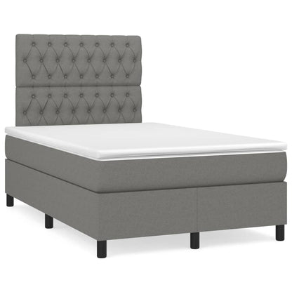 Cama boxspring com colchão 120x190 cm tecido cinzento-escuro