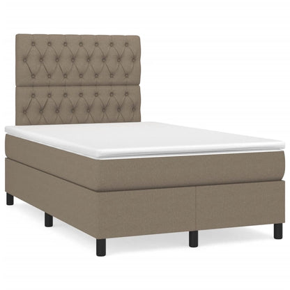 Cama boxspring c/ colchão 120x190cm tecido castanho-acinzentado