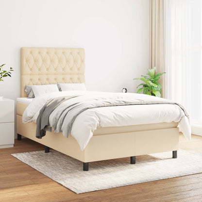 Cama boxspring com colchão 120x190 cm tecido cor creme