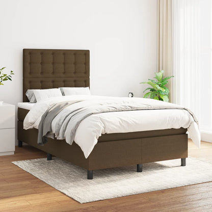 Cama boxspring com colchão 120x190 cm tecido castanho-escuro