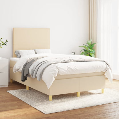 Cama boxspring com colchão 120x190 cm tecido cor creme